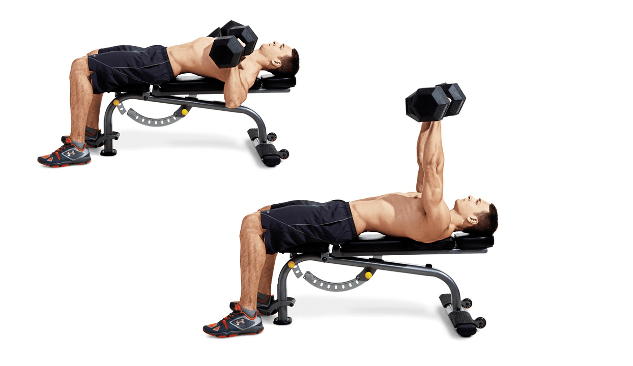 Dumbbell bench press for upper body exercise