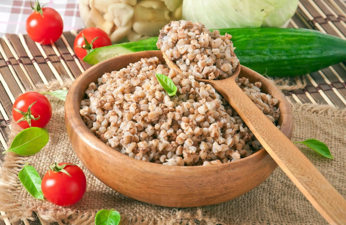 Fresh vegetable buckwheat porridge in the buckwheat diet menu